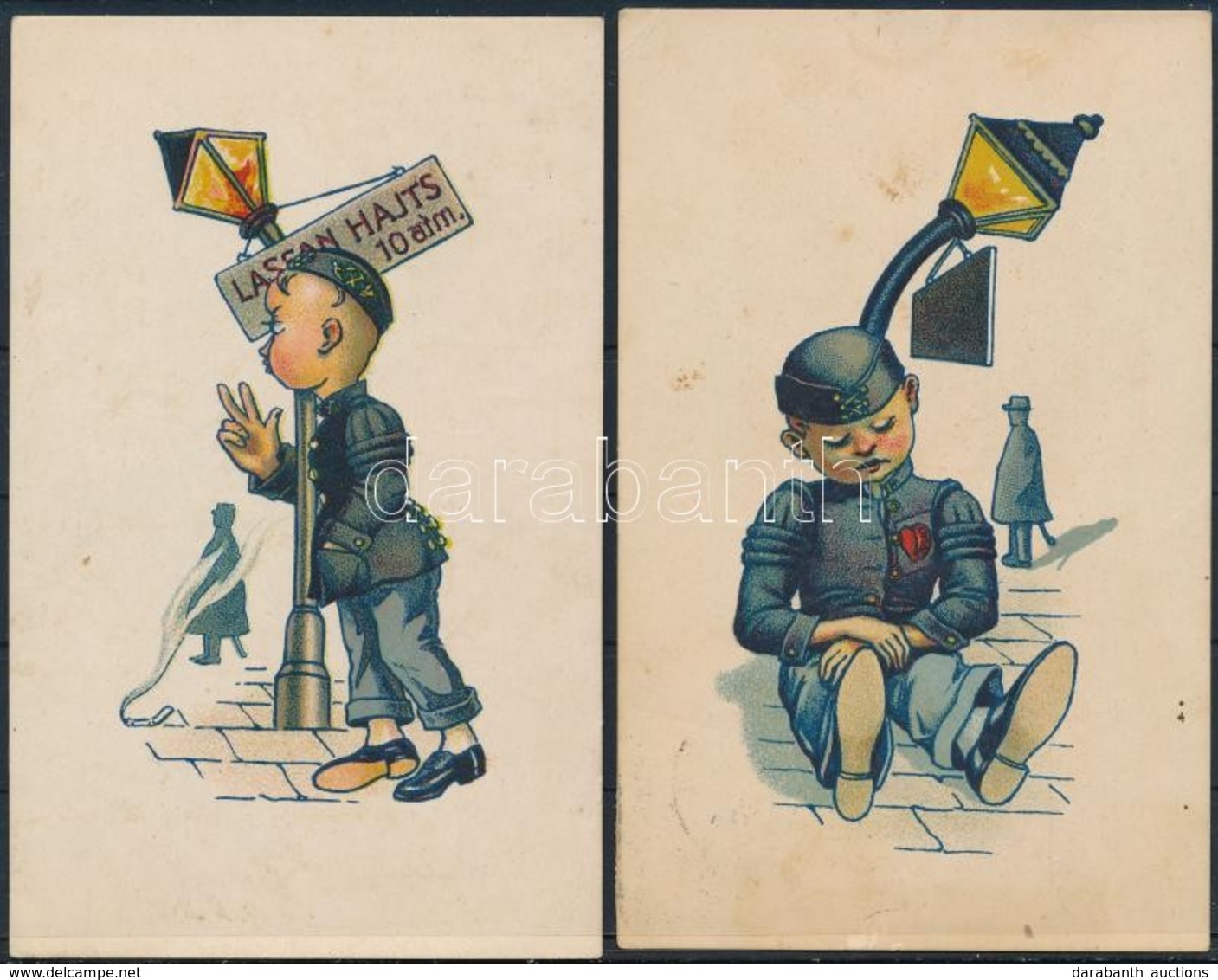 ** 2 Db RÉGI Studentika Művészlap Albumlapon; A Soproni Diákéletből XXV. és XXXII.  / 2 Pre-1945 Studentica Art Postcard - Unclassified