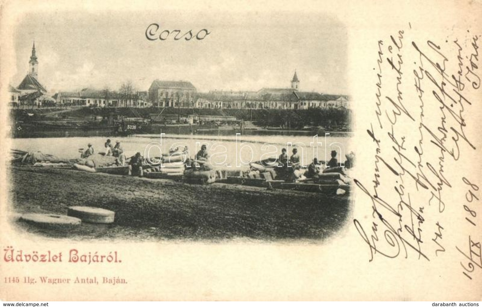 T2/T3 1898 Baja, Corso, Termény Piac A Dunán Csónakokban. Kiadja Wagner Antal (EK) - Non Classés
