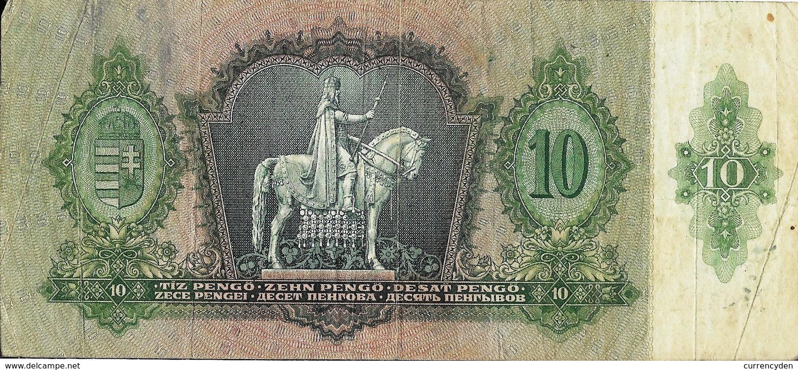 Hungary P100, 10 Pengő, Bare Shouldered Girl / Equestrian Statue Of St. Stephen - Hungary