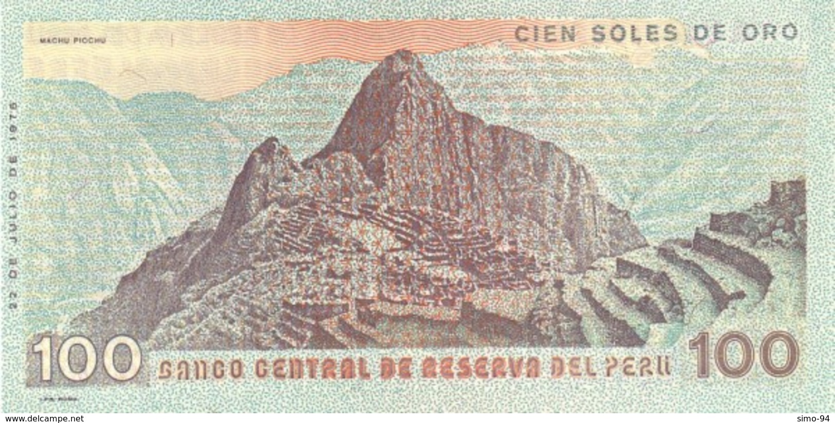 Peru P.114   100  Soles 1976 Unc - Peru