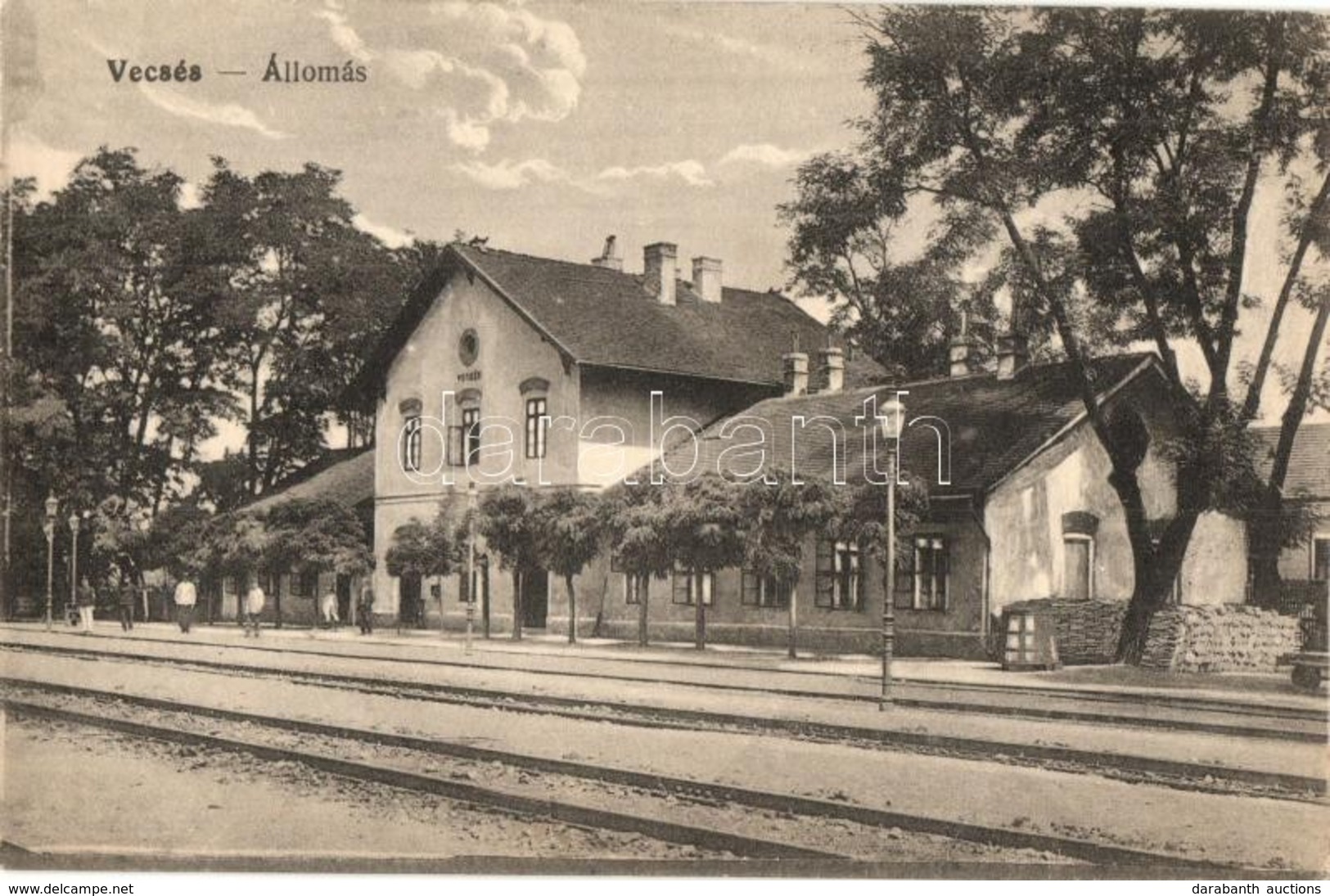 T2/T3 1921 Vecsés, Vasútállomás. Kiadja Minár Gyula állomási Tőzsdéje (EB) - Zonder Classificatie