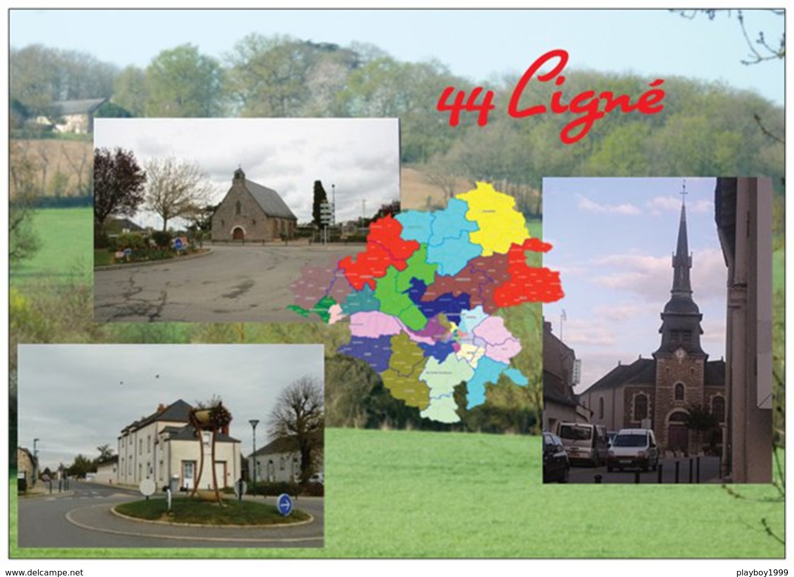 44 - LIGNÉ - 3 Vues - Carte Géo De La Loire-Atlantique - Cpm - Vierge - - Ligné