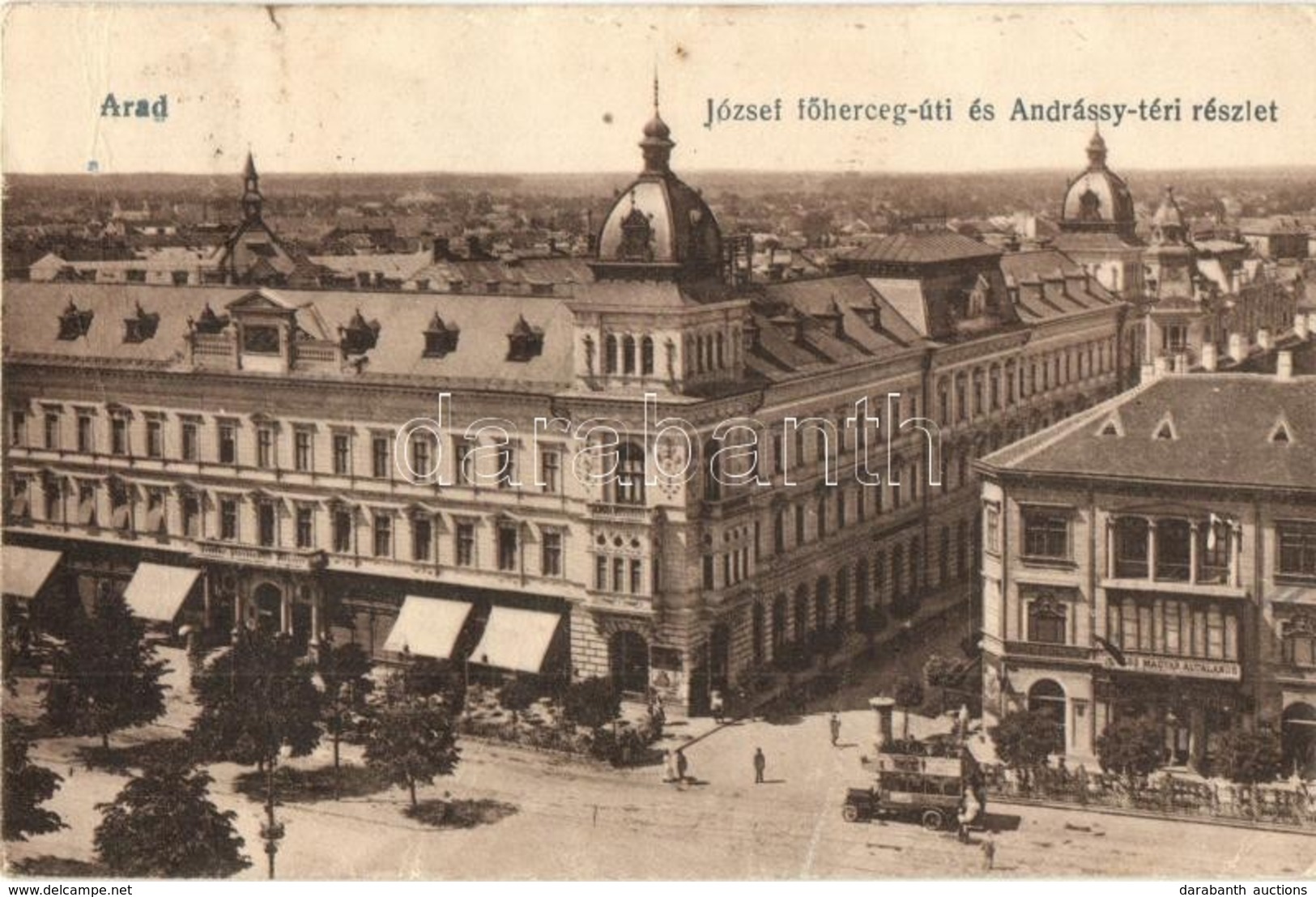 T2/T3 Arad, József Főherceg és Andrássy út, Autóbusz. Oláh Sándor és Társa Kiadása / Streets, Autobus  (EK) - Unclassified