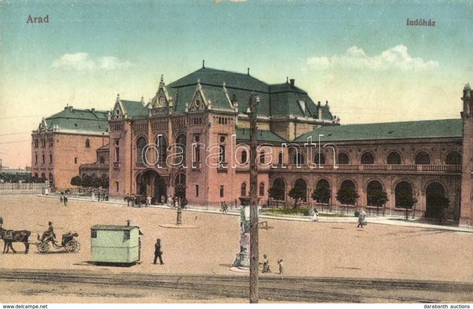 * T2 Arad, Indóház, Vasútállomás, Hirdetőoszlop, Jegyárus Bódé / Bahnhof / Railway Station, Advertising Column, Ticket B - Unclassified