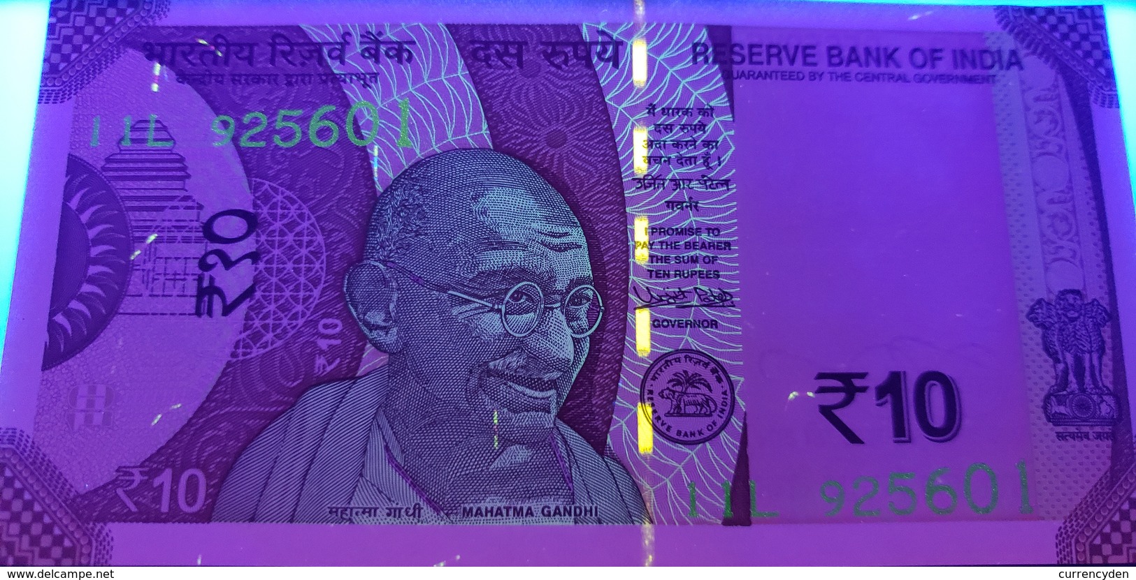 India P-NEW, 10 Rupees, Mahatma Gandhi / Hindu Wheel Of Time UNC 2018 See Uv - India