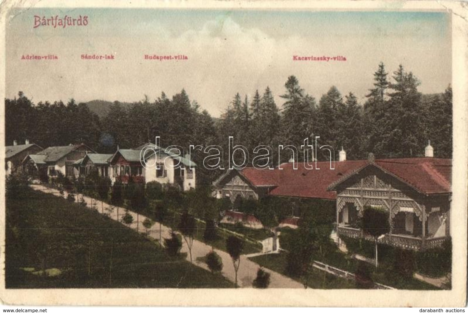 T3 1917 Bártfa, Bártfafürdő, Bardejovské Kúpele, Bardiov; Adrienn Villa, Sándor Lak, Budapest Villa, Kaczvinszky Villa.  - Unclassified