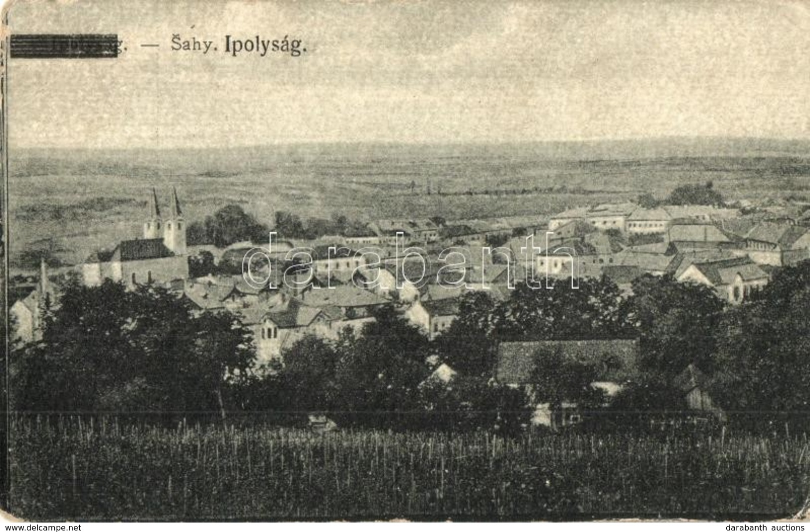 T2/T3 Ipolyság, Sahy; Látkép, Templom. Kiadja Neumann / General View, Church (kopott Sarkak / Worn Corners) - Zonder Classificatie