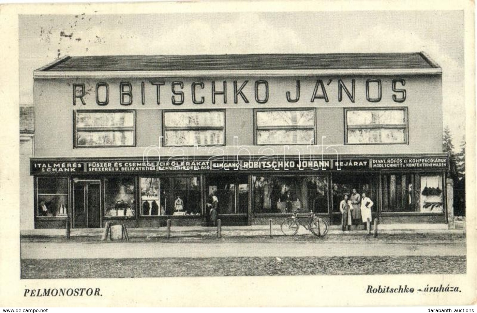 * T2/T3 Pélmonostor, Beli Manastir; Robitschko János áruháza, üzlete, Kerékpár / Shop Of Robitschko, Bicycle - Unclassified