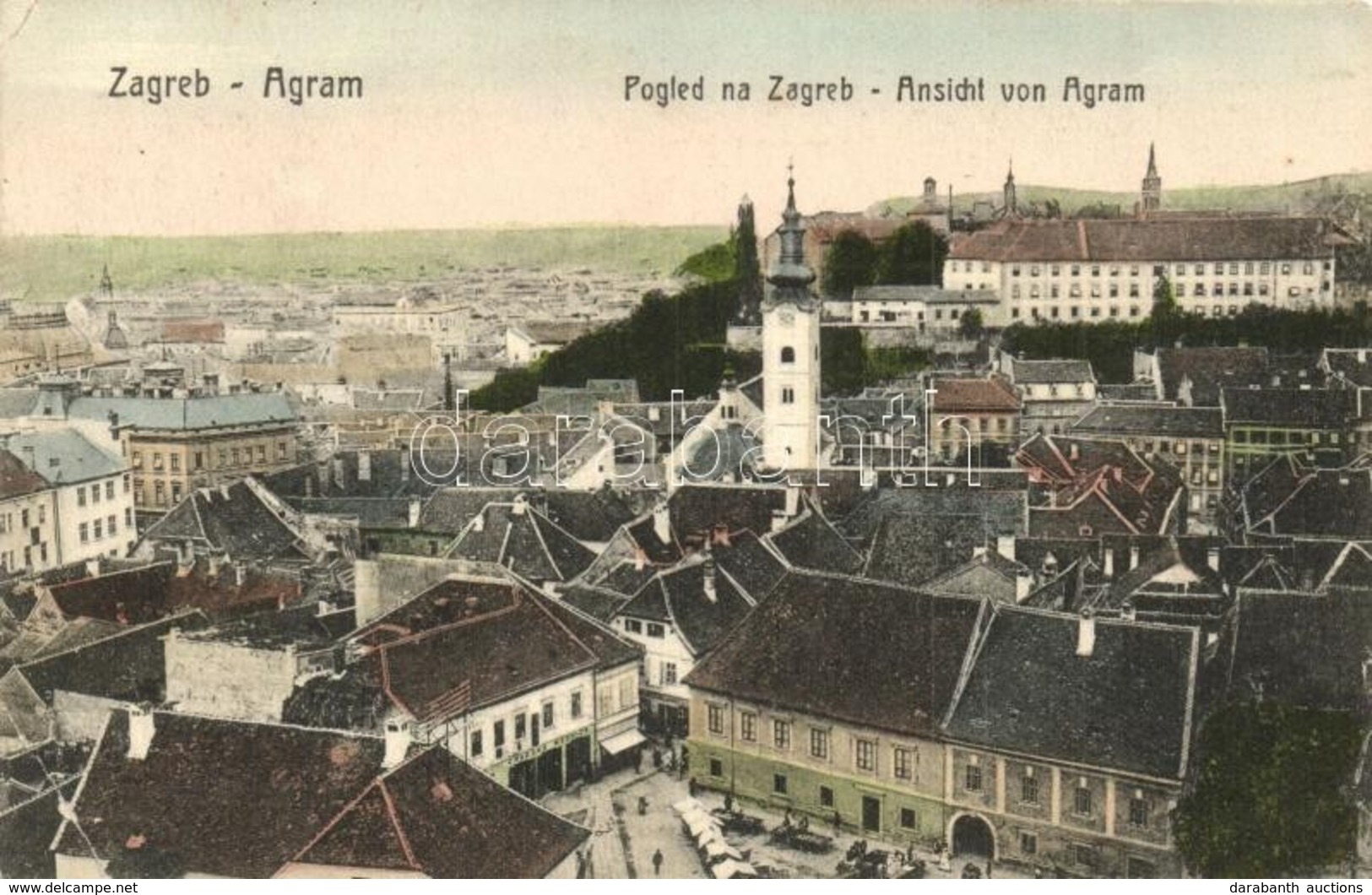 T2/T3 Zágráb, Agram, Zagreb; Látkép, Piac, üzletek. W. L. Bp. 1599. / General View, Market, Shops (EK) - Unclassified