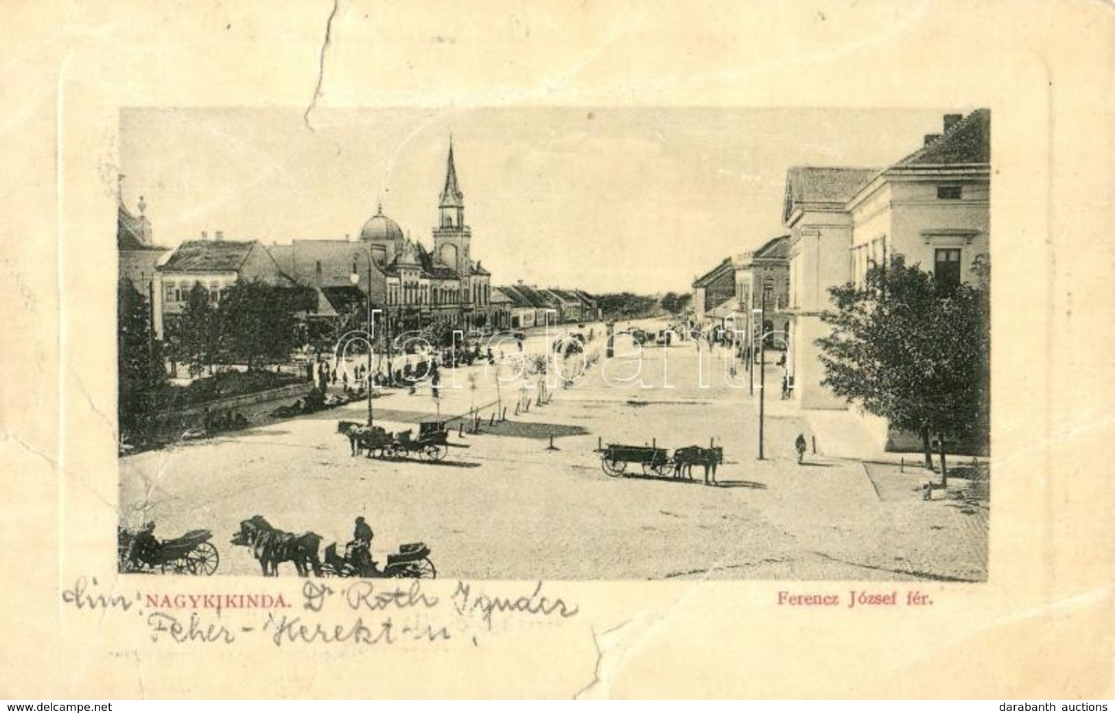 T4 1917 Nagykikinda, Kikinda; Ferenc József Tér, Piac, Lovaskocsik. W. L. Bp. 2129. / Square, Market, Horse-drawn Carria - Sin Clasificación