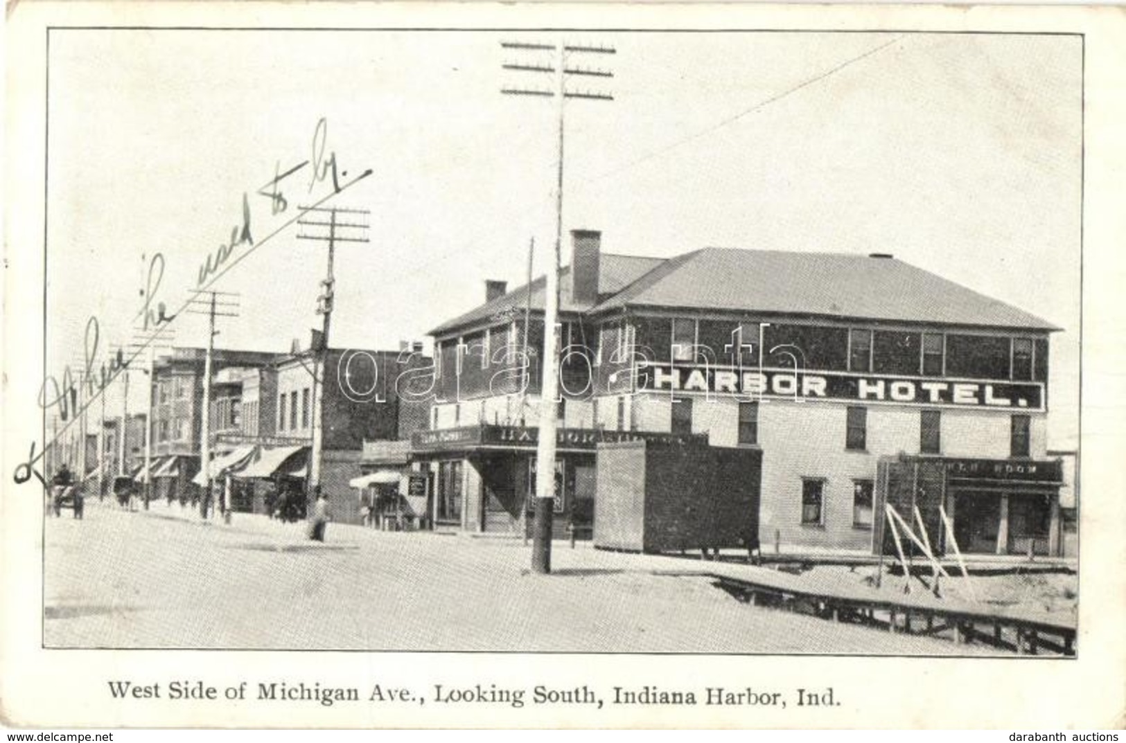 T2/T3 1908 Indiana Harbor, East Chicago, Indiana; West Side Of Michigan Ave., Looking South, Harbor Hotel, Ice Cream Par - Unclassified