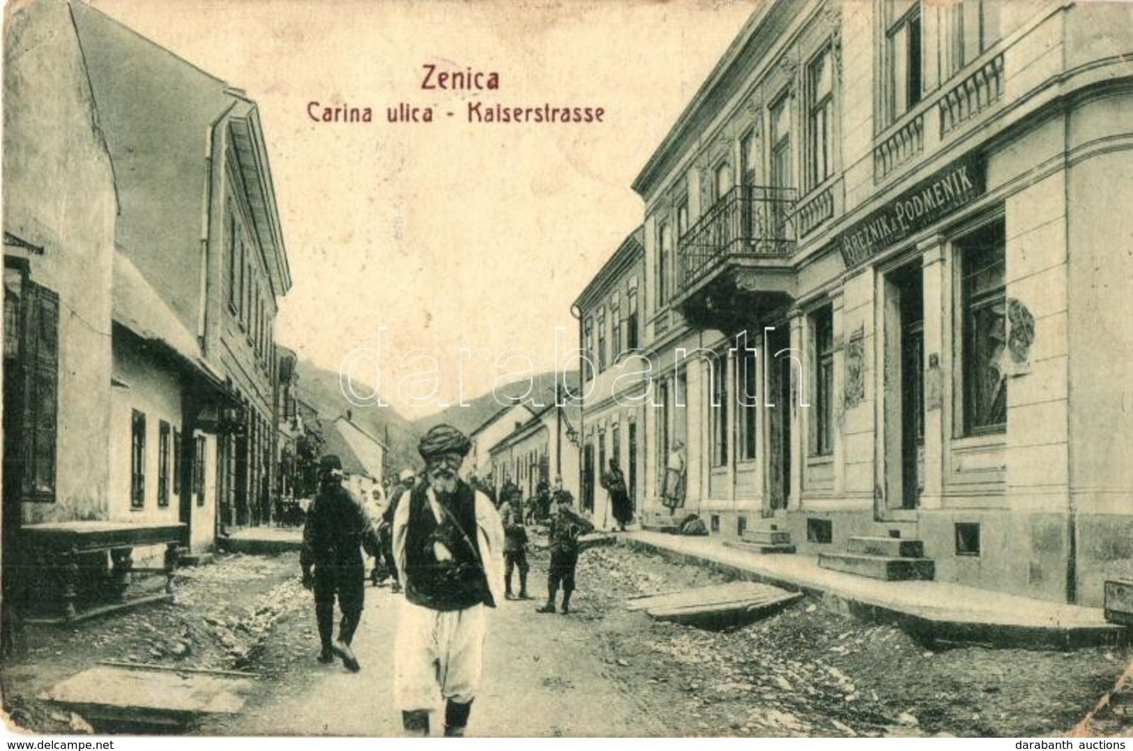 * T3 1908 Zenica, Carina Ulica / Kaiserstrasse / Street View, Shop Of Breznik & Podmenik, Folklore. W. L. Bp. 4871. (EK) - Non Classés