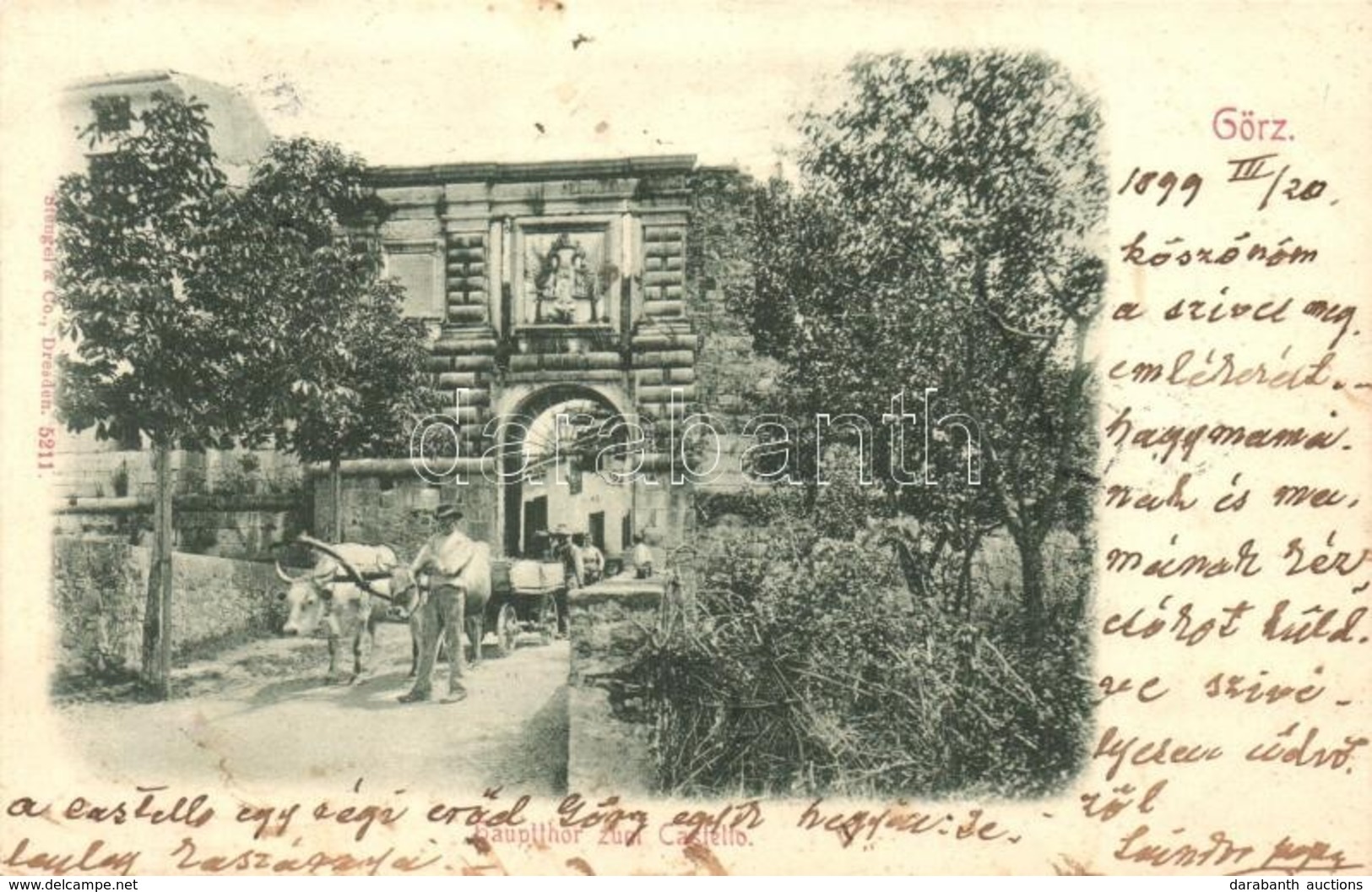 T2 Gorizia, Görz, Gorica; Hauptthor Zum Castello / Main Gate To The Castle, Oxen Cart - Unclassified