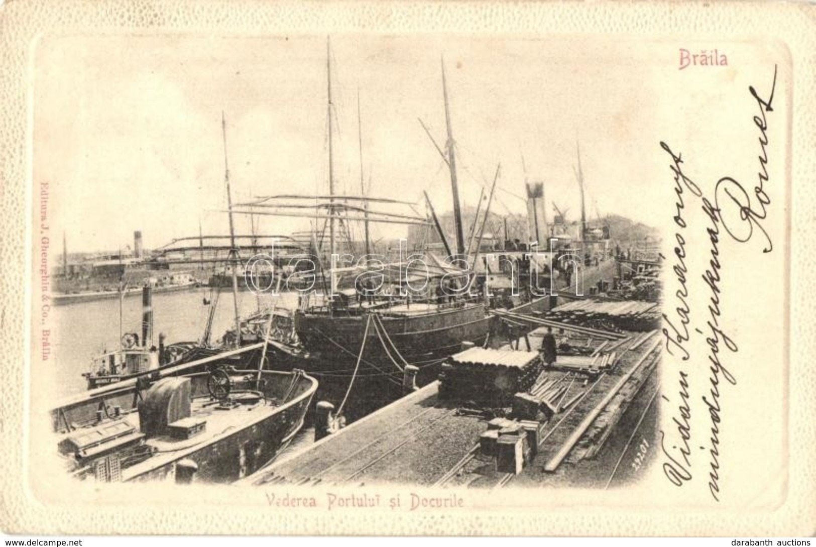 * T2/T3 1904 Braila, Vederea Portului Si Docurile / View Of The Harbor And Docks, Steamships. Editura J. Gheorghiu & Co. - Unclassified