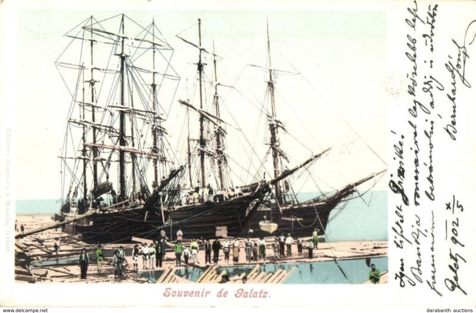 * T2 1902 Galati, Galatz; Portul Galati. Editeurs Negoescu & Manitiu / Sailing Vessels In The Harbor, Ships, Port - Unclassified