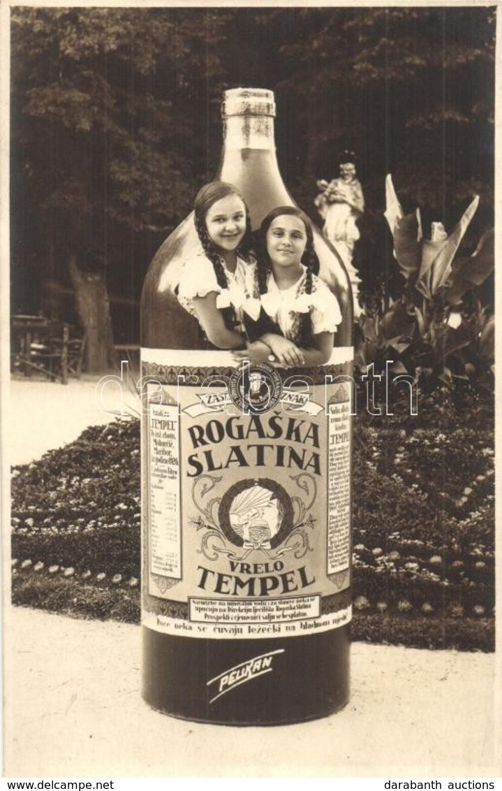 * T1/T2 Rogaska Slatina, Rohitsch-Sauerbrunn; Tempel Mineral Water Advertisement Card, Foto Pelikan, Photo - Unclassified