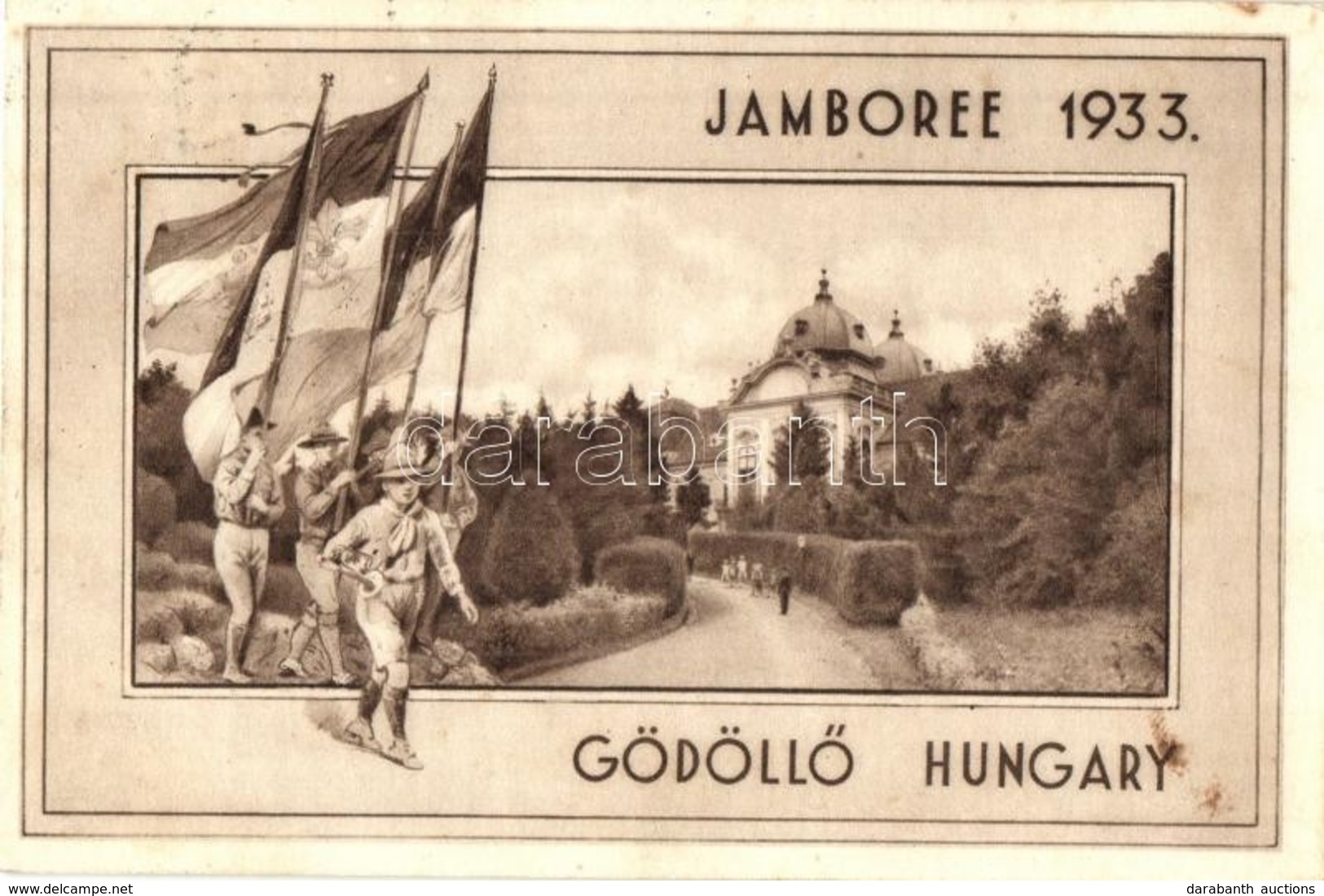 T2/T3 1933 Gödöllő, Cserkész Jamboree / International Scouting Jamboree In Hungary, Boy Scouts With Flags + 1933 Gödöllő - Unclassified