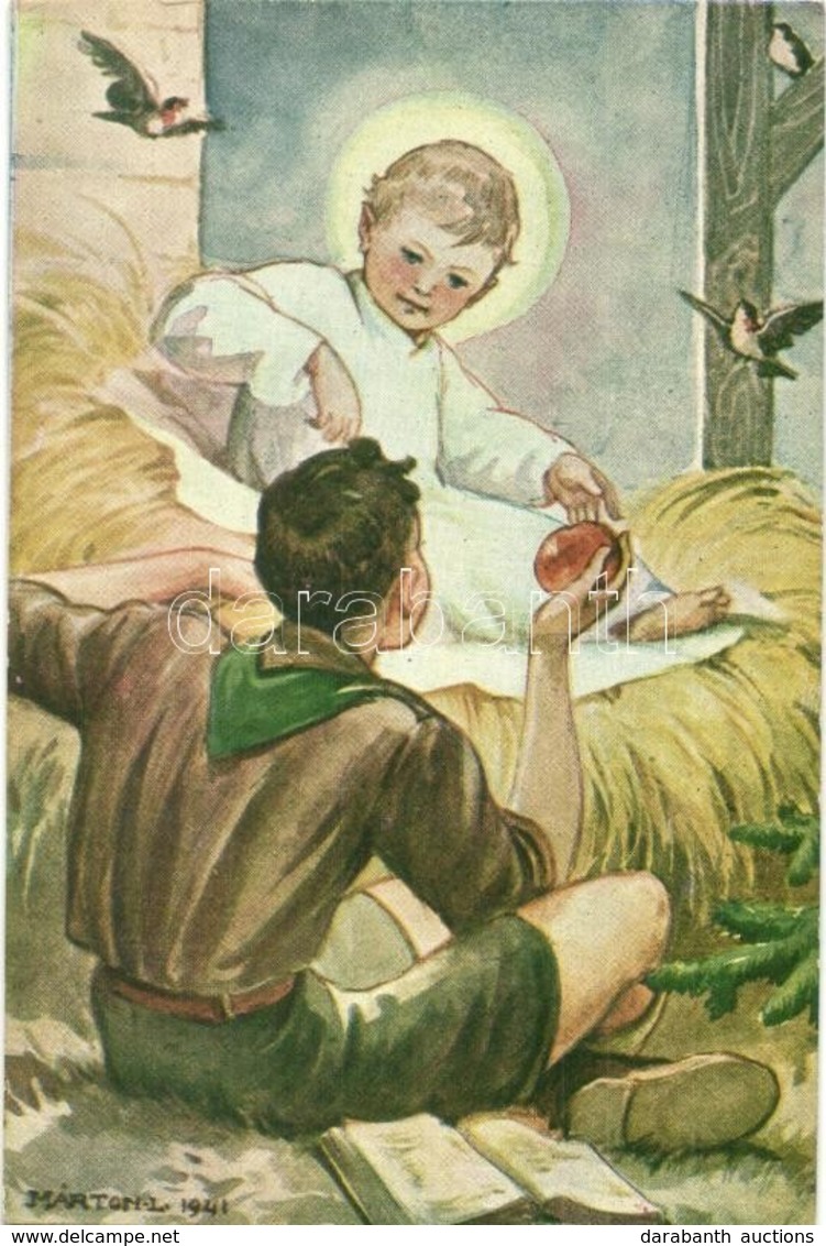 ** * 3 Db RÉGI Magyar Márton L. Szignós Cserkész Művészlap / 3 Pre-1945 Hungarian Scout Art Postcards Signed By Márton L - Unclassified