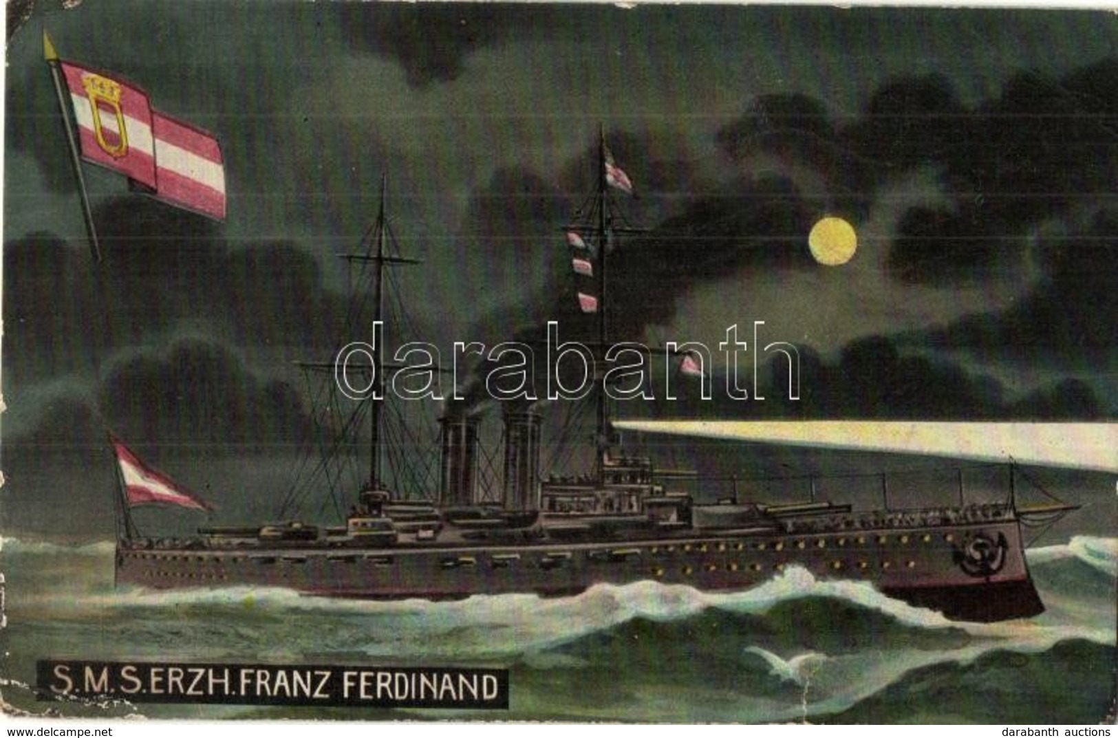 T3 1913 SMS Erzherzog Franz Ferdinand Osztrák-Magyar Haditengerészet Radetzky-osztályú Csatahajója Este / K.u.K. Kriegsm - Unclassified
