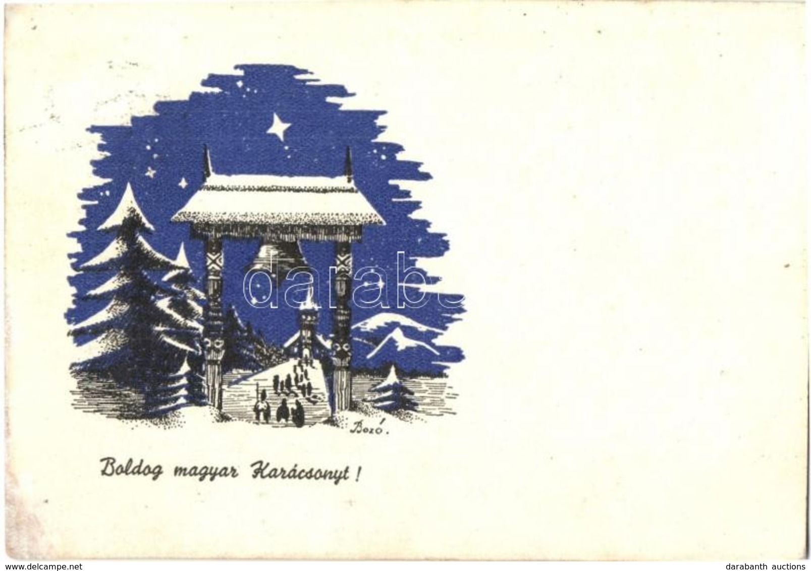 T2/T3 Boldog Magyar Karácsonyt! / Hungarian Irredenta Propaganda, Christmas Art Postcard S: Bozó (EK) - Unclassified