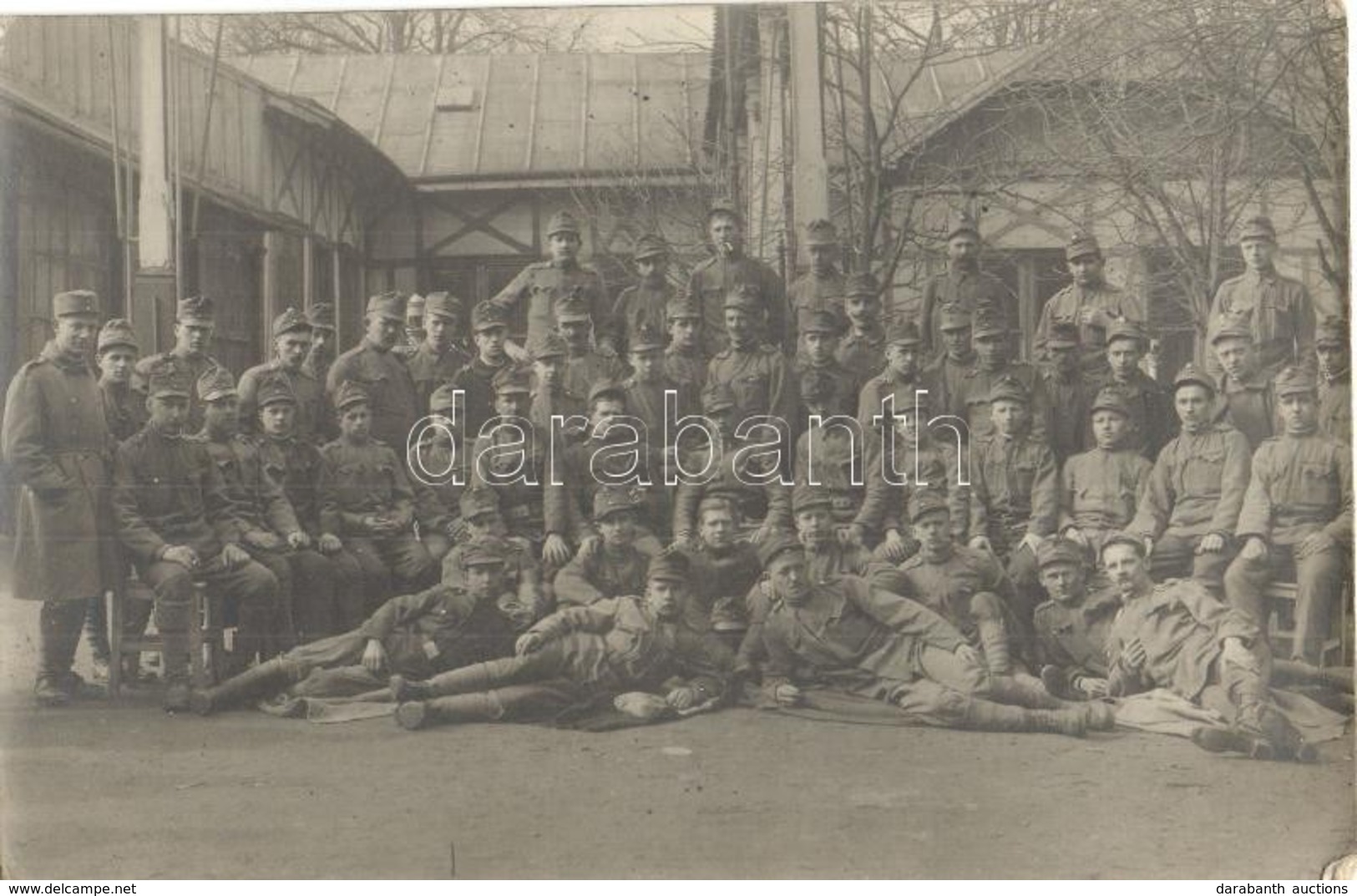 ** T2/T3 Osztrák-magyar Katonák Csoportképe / WWI Austro-Hungarian K.u.K. Military, Soldiers Group Photo (EK) - Unclassified