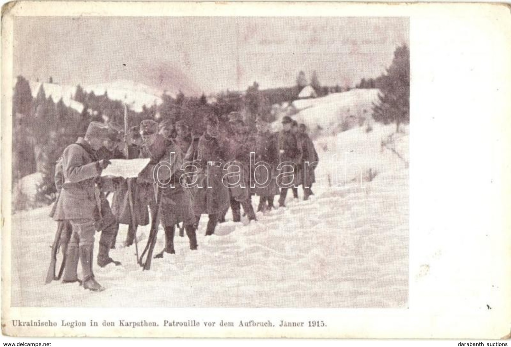 ** T2/T3 Ukrainische Legion In Den Karpathen. Patrouille Vor Dem Aufbruch. Jänner 1915. Offizielle Karte Der Zentralleit - Unclassified