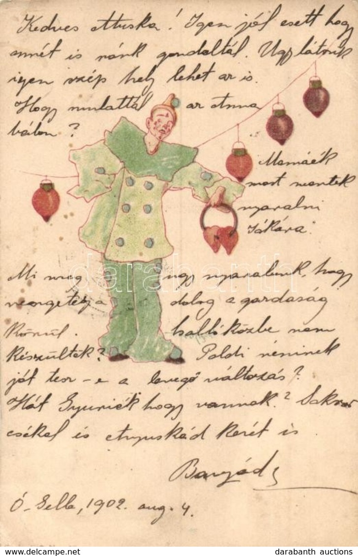 T2/T3 1902 Clown With Lanters. Hungarian Art Nouveau Postcard. Serie 540. No. 10. Litho  S: Basch Árpád (EK) - Unclassified