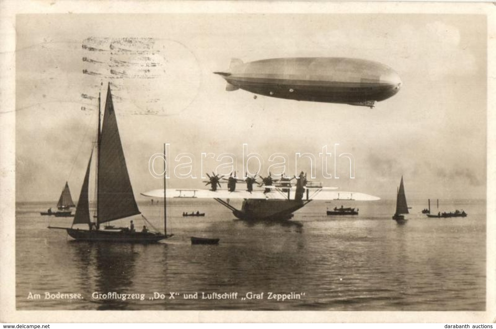 T2/T3 1930 Am Bodensee. Großflugzeug 'Do X' Und Luftschiff 'Graf Zeppelin' / Dornier 'Do X' Flying Boat And LZ 127 Graf  - Unclassified