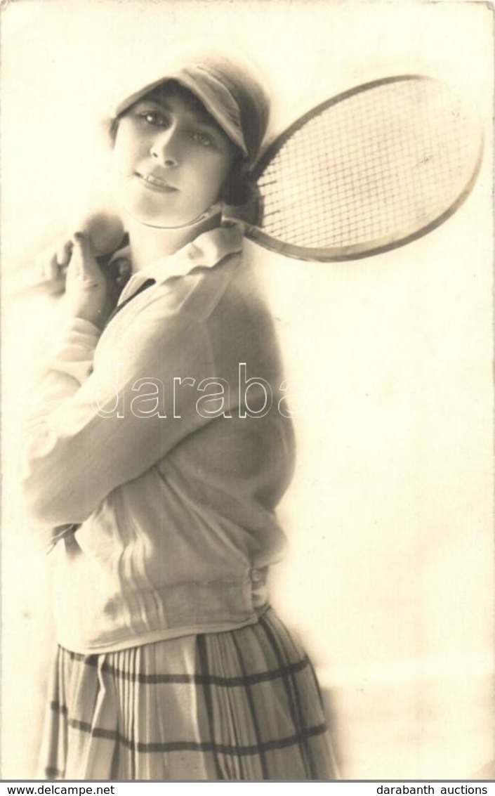 T2/T3 1929 Lady With Tennis Racket. Photo (EK) - Unclassified