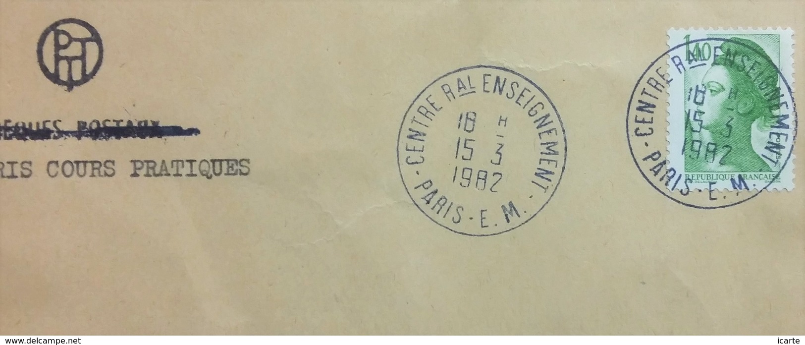 COURS D'INSTRUCTION TP Marianne Oblitéré Centre Ral Enseignement Paris EM Sur Enveloppe Paris Cours Pratiques 1982 - Instructional Courses