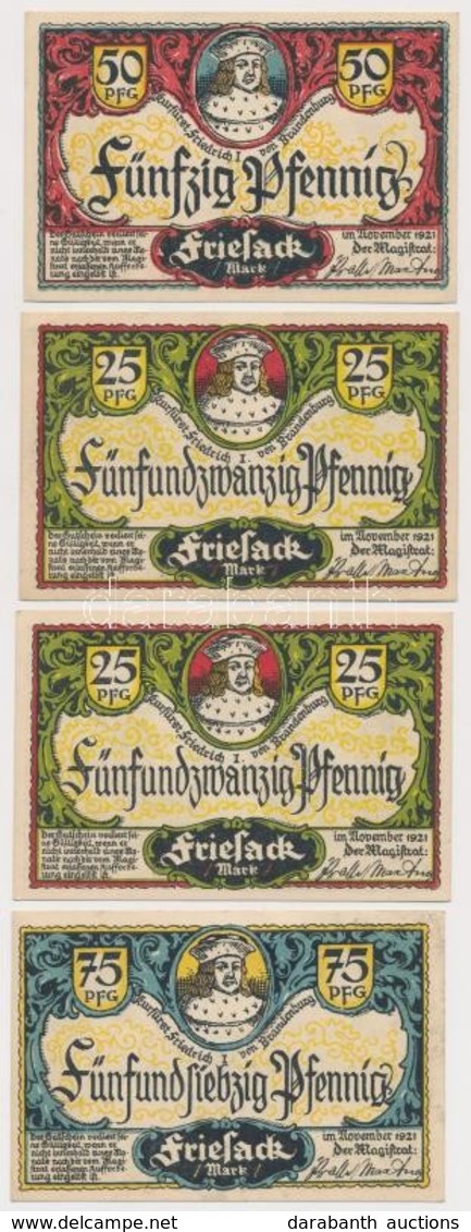 Németország / Weimari Köztársaság / Friesack 1921. 4db Szükségpénz T:I-
Germany / Weimar Republic / Friesack 1921. 4pcs  - Unclassified