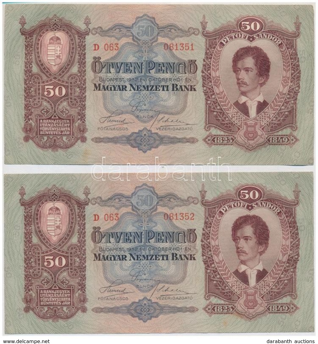 1932. 50P (4x) Sorszámkövetők T:I-
Adamo P14 - Unclassified