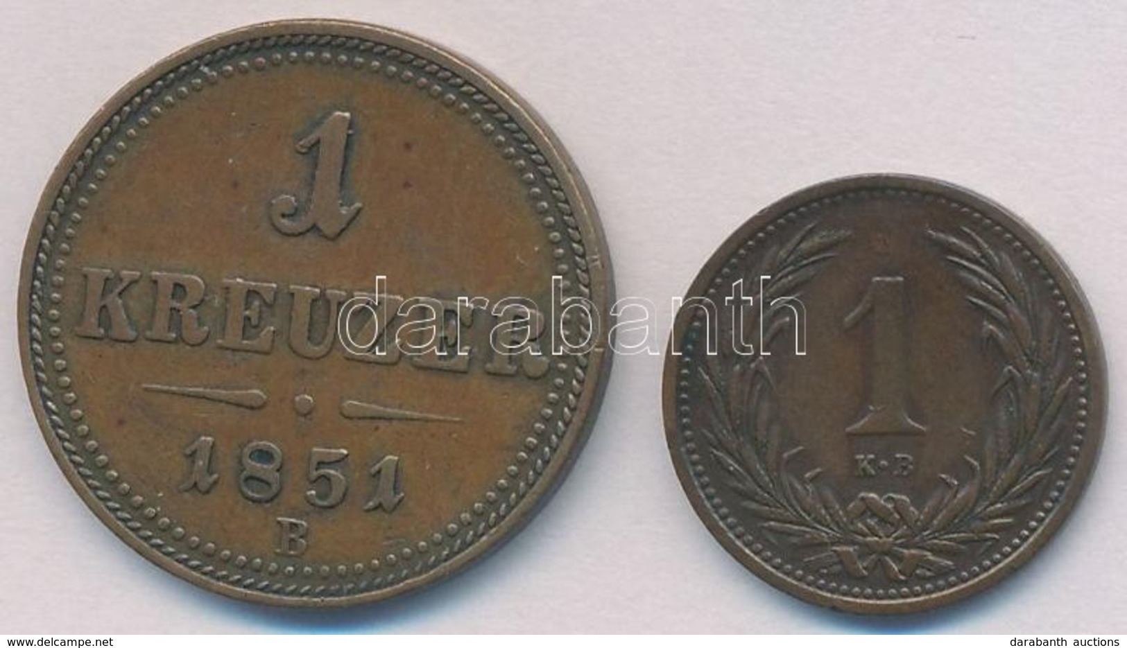 1851B 1kr Br 'Ferenc József' + 1894KB 1f Br T:1- - Unclassified