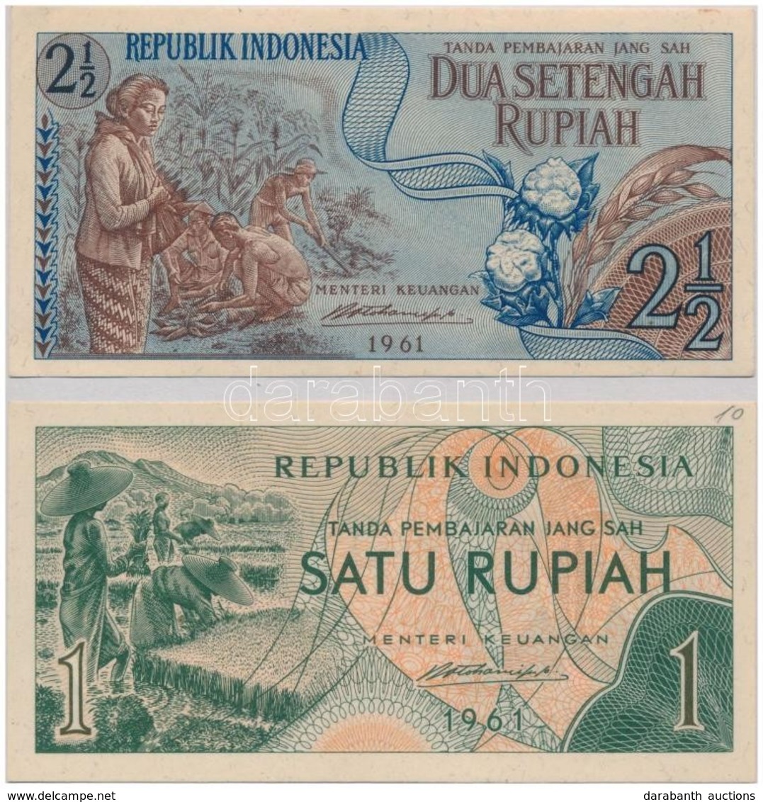 Indonézia 1961. 1R + 2 1/2R + Indonézia 1963. 10R + 1964. 25R + 50R T:I,I-
Indonesia 1961. 1 Rupiah + 2 1/2 Rupiah + 196 - Unclassified
