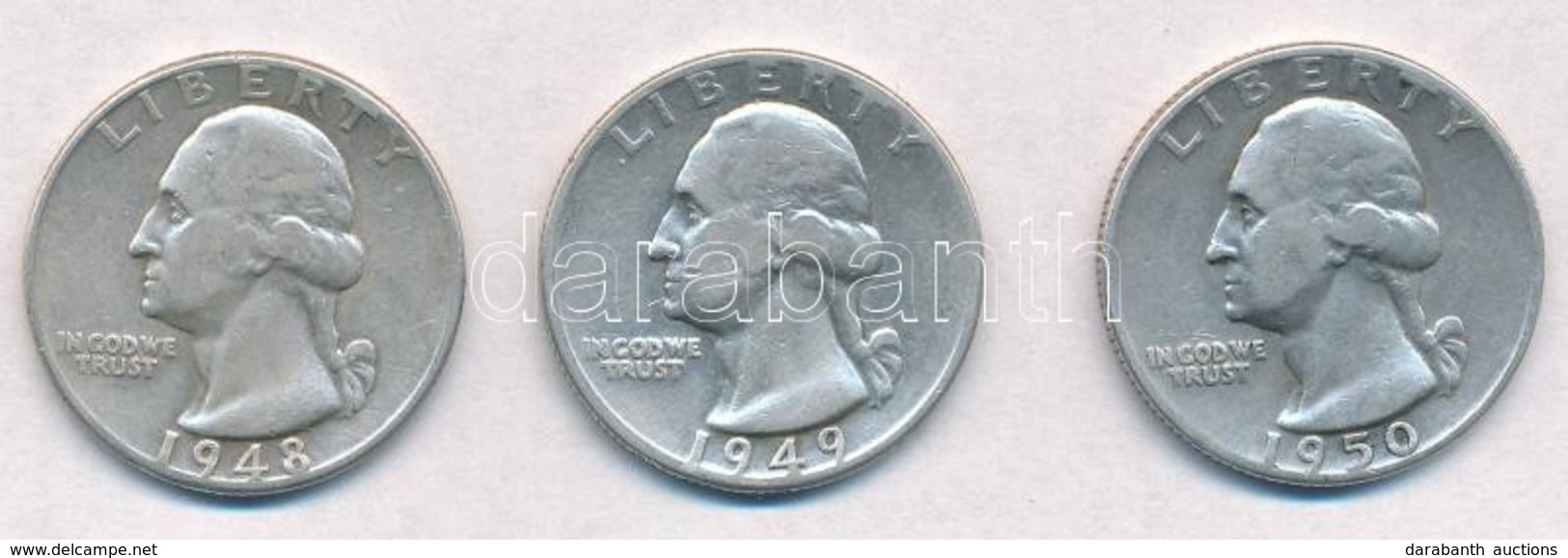 Amerikai Egyesült Államok 1948-1950. 25c (3xklf) T:2-
USA 1948-1950. 25 Cents (3xdiff) C:VF
Krause KM#164 - Non Classés