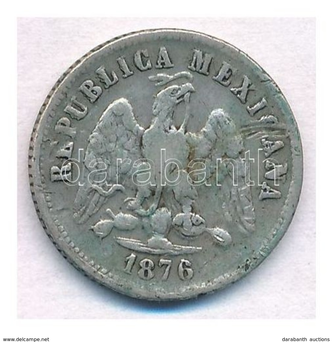 Mexikó 1876Mo B 10c Ag T:2-
Mexico 1876Mo B 10 Centavos Ag C:VF
Krause KM#403.7 - Unclassified