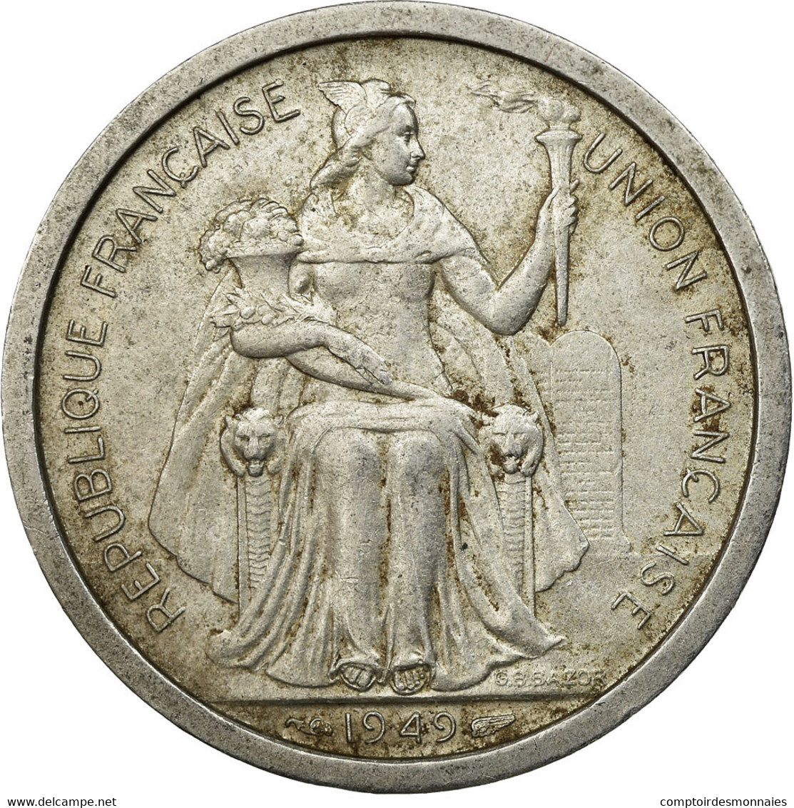 Monnaie, Nouvelle-Calédonie, 2 Francs, 1949, Paris, TB+, Aluminium, KM:3 - Nouvelle-Calédonie