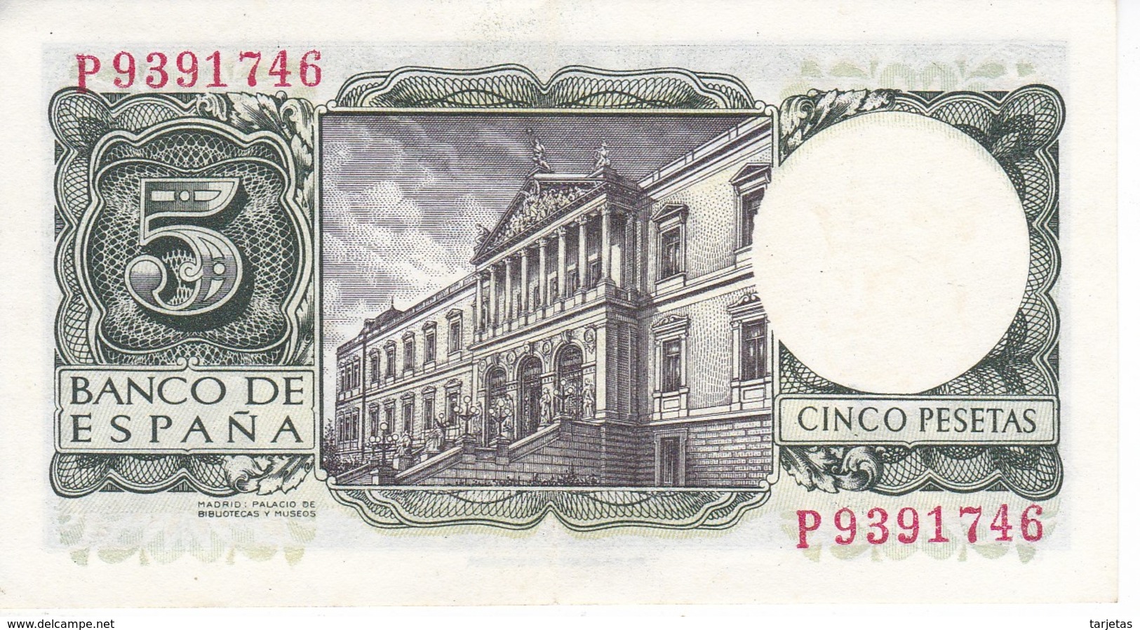 BILLETE DE 5 PTAS DEL AÑO 1954 SERIE P DE ALFONSO X EN CALIDAD EBC (XF) (BANKNOTE) - 5 Pesetas