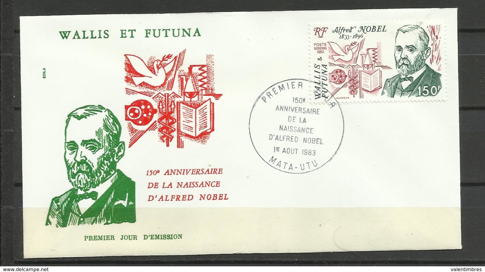 Wallis Et Futuna  FDC YT A 127 Alfred Nobel - Briefe U. Dokumente