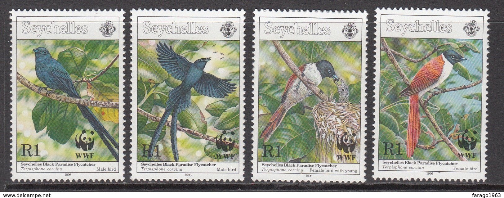 1996 Seychelles WWF Birds Flycatcher Oiseaux Complete Set Of 4 MNH - Seychelles (1976-...)