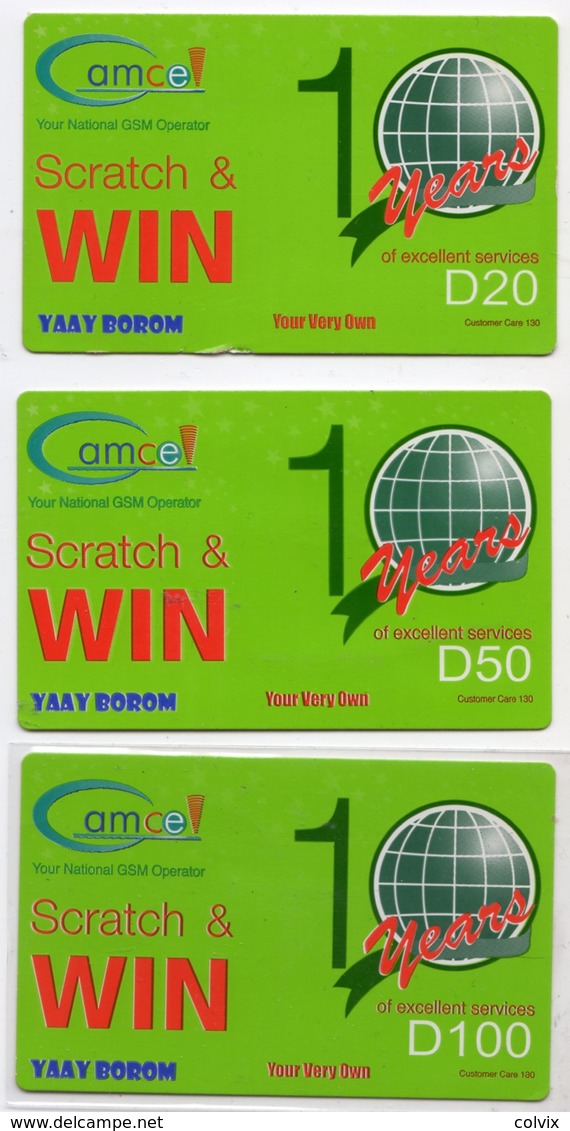 LOT GAMBIE 3 RECHARGES GSM GAMCEL D20 D50 D100 - Gambie