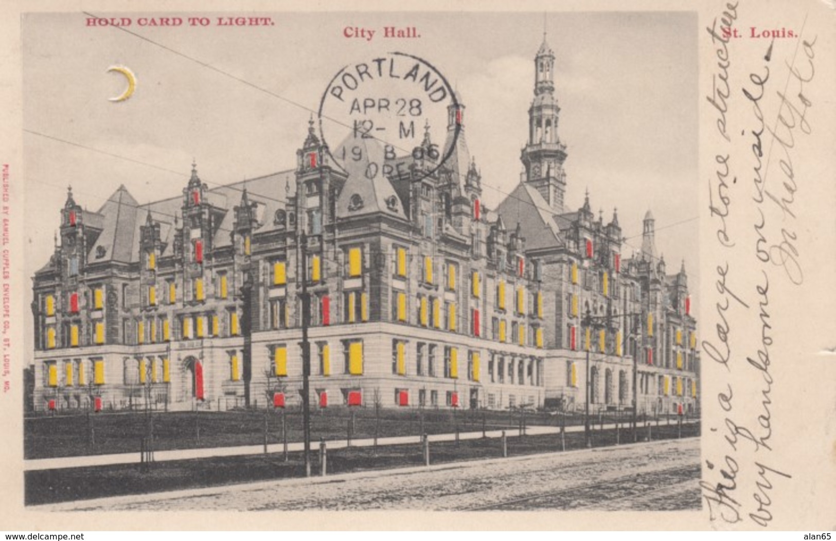 St. Louis Missouri City Hall Building Hold-to-Light C1900s Vintage Postcard - Hold To Light