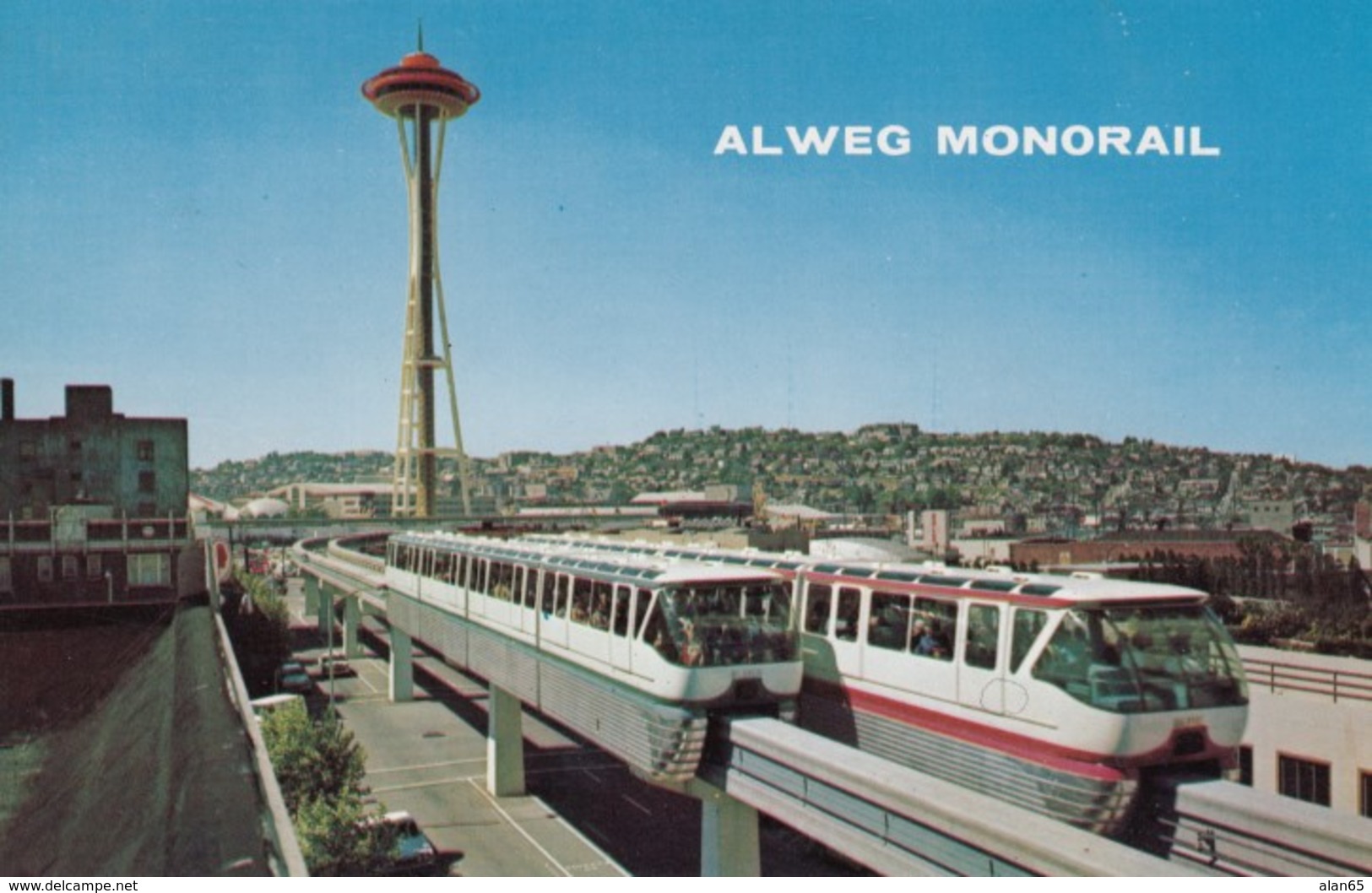 1962 Century 21 Exposition, Seattle, Alweg Monorail Transportation System, Space Needle C1960s Vintage Postcard - Exhibitions