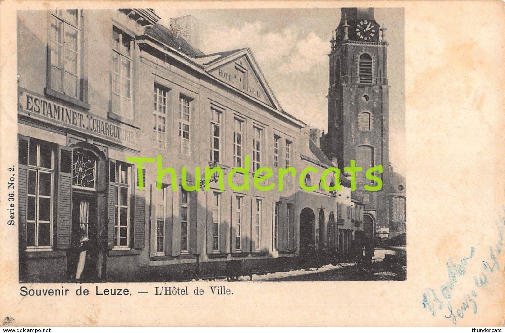 CPA SOUVENIR DE LEUZE L'HOTEL DE VILLE ESTAMINET - Leuze-en-Hainaut