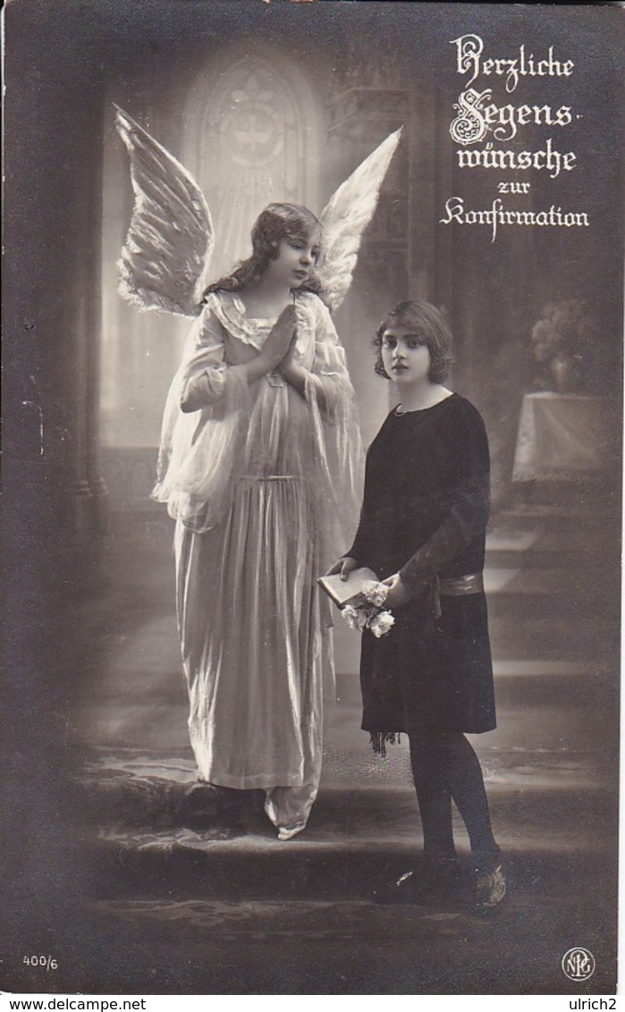 AK Segenswünsche Zur Konfirmation - Engel Und Mädchen - Ca. 1920 (40261) - Communion