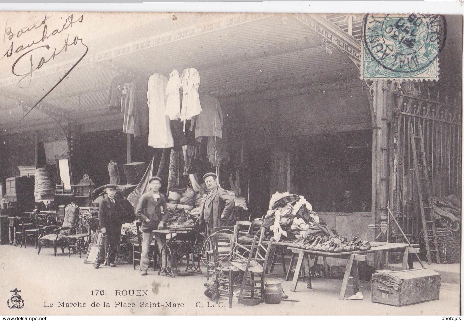 CPA: Rouen (76) Le Marché De La Place Saint Marc Brocanteurs, Puces Très Animée . Précurseur Ed CLC 176 - Rouen