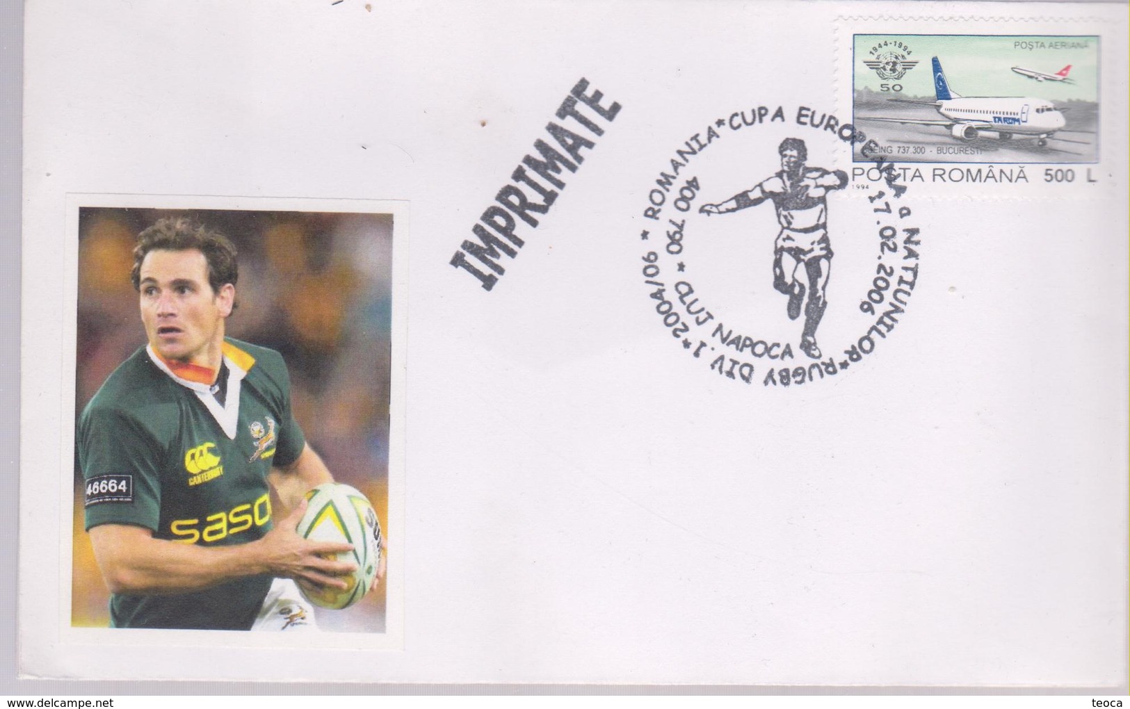 RUGBY COVER SPECIAL ROMANIA 2005, POSTMARK ROMANIA EUROPEAN RUGBY NATIONS CUP - Rugby