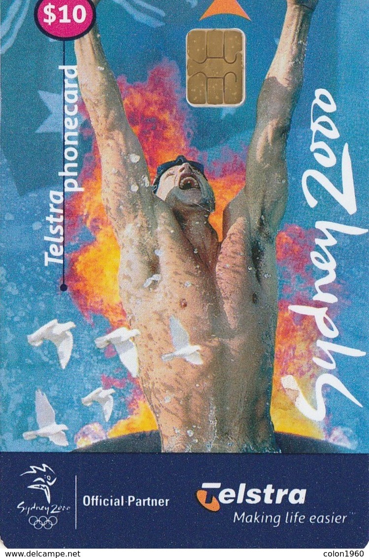 TARJETA TELEFONICA DE AUSTRALIA, Sydney 2000 - Swimmer (Exp.04/2002). AUS-CN-00004. (031) - Jeux Olympiques