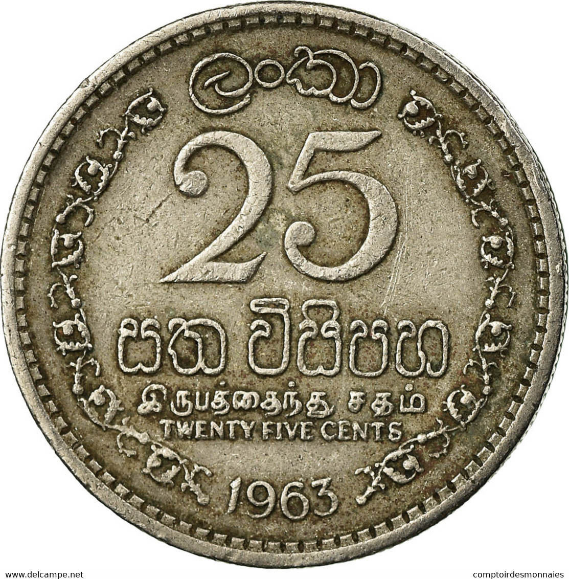 Monnaie, Ceylon, Elizabeth II, 25 Cents, 1963, TB+, Copper-nickel, KM:131 - Sri Lanka