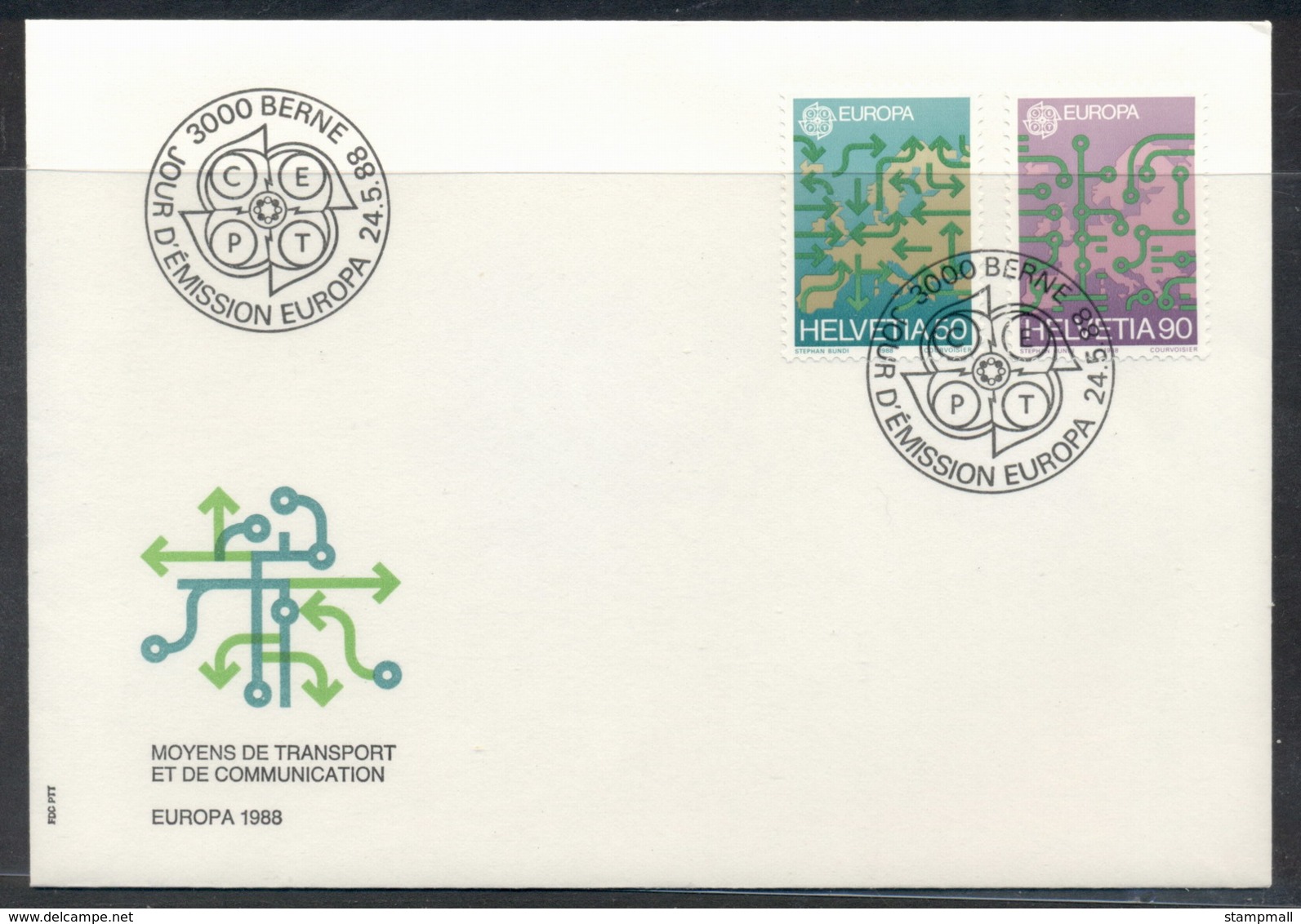 Switzerland 1988 Europa Transport & Communication FDC - FDC